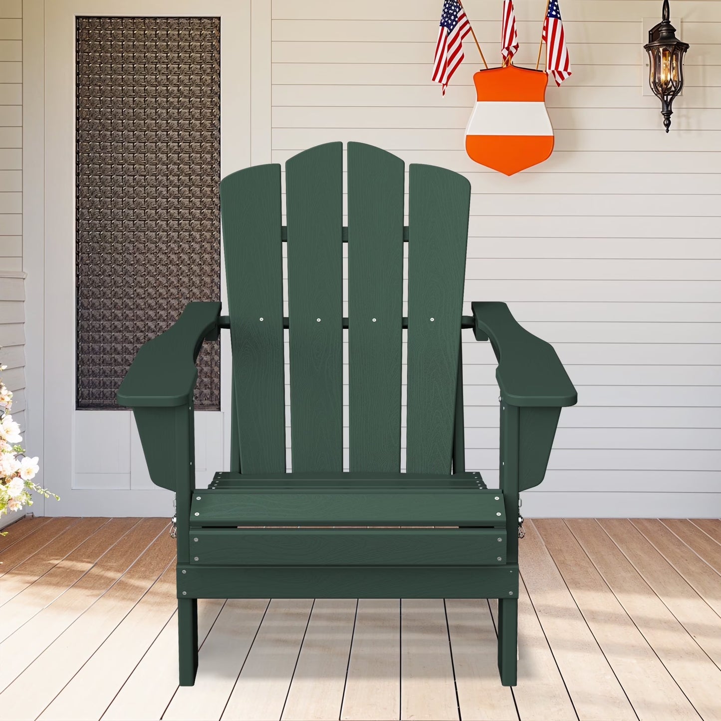 Adirondack Chair, Plastic Folding Outdoor Patio Lawn Chairs, outside HDPE Chairs for Lawn, Yard, Black