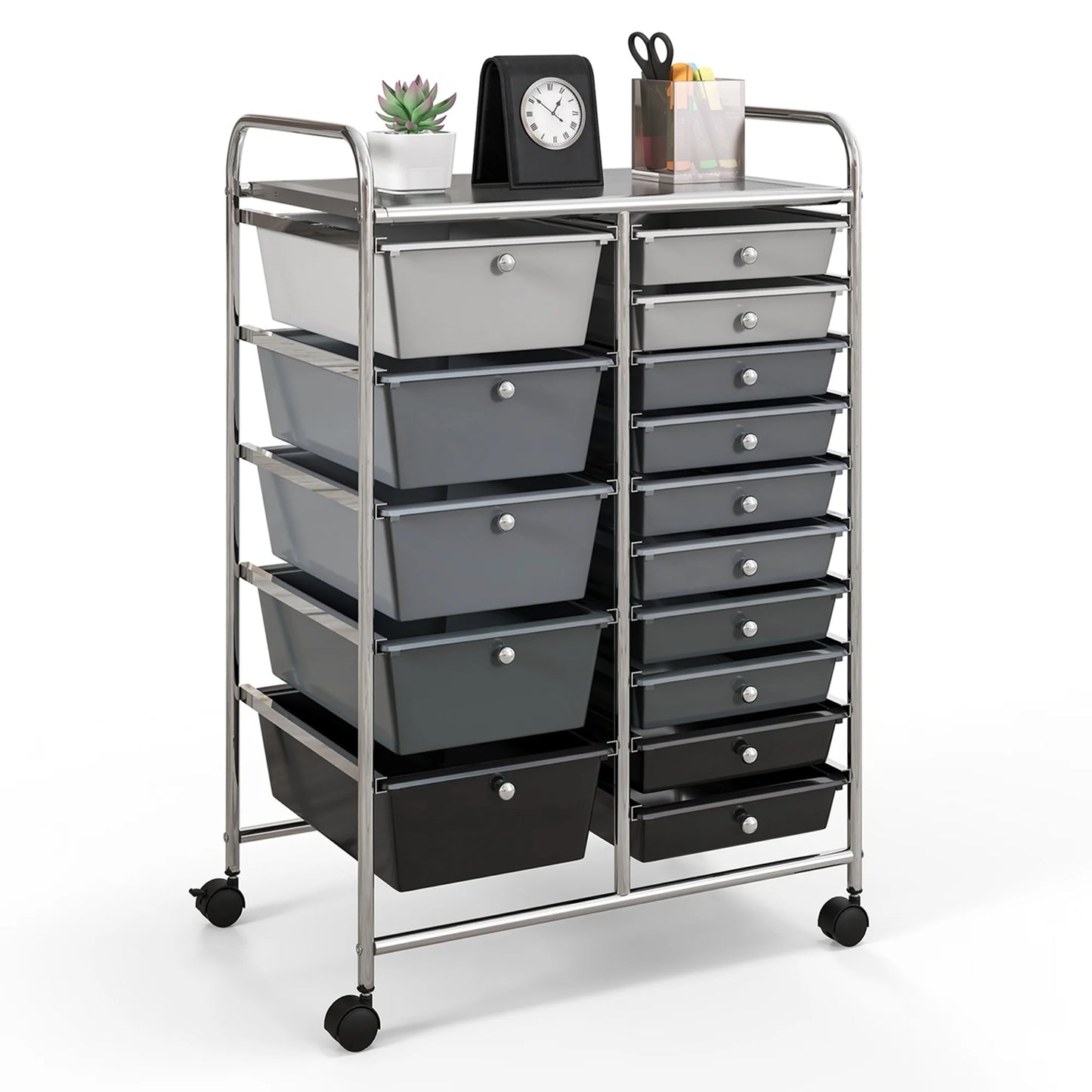15 Drawer Rolling Storage Cart Tools Scrapbook Paper Office School Organizer Multi-Color