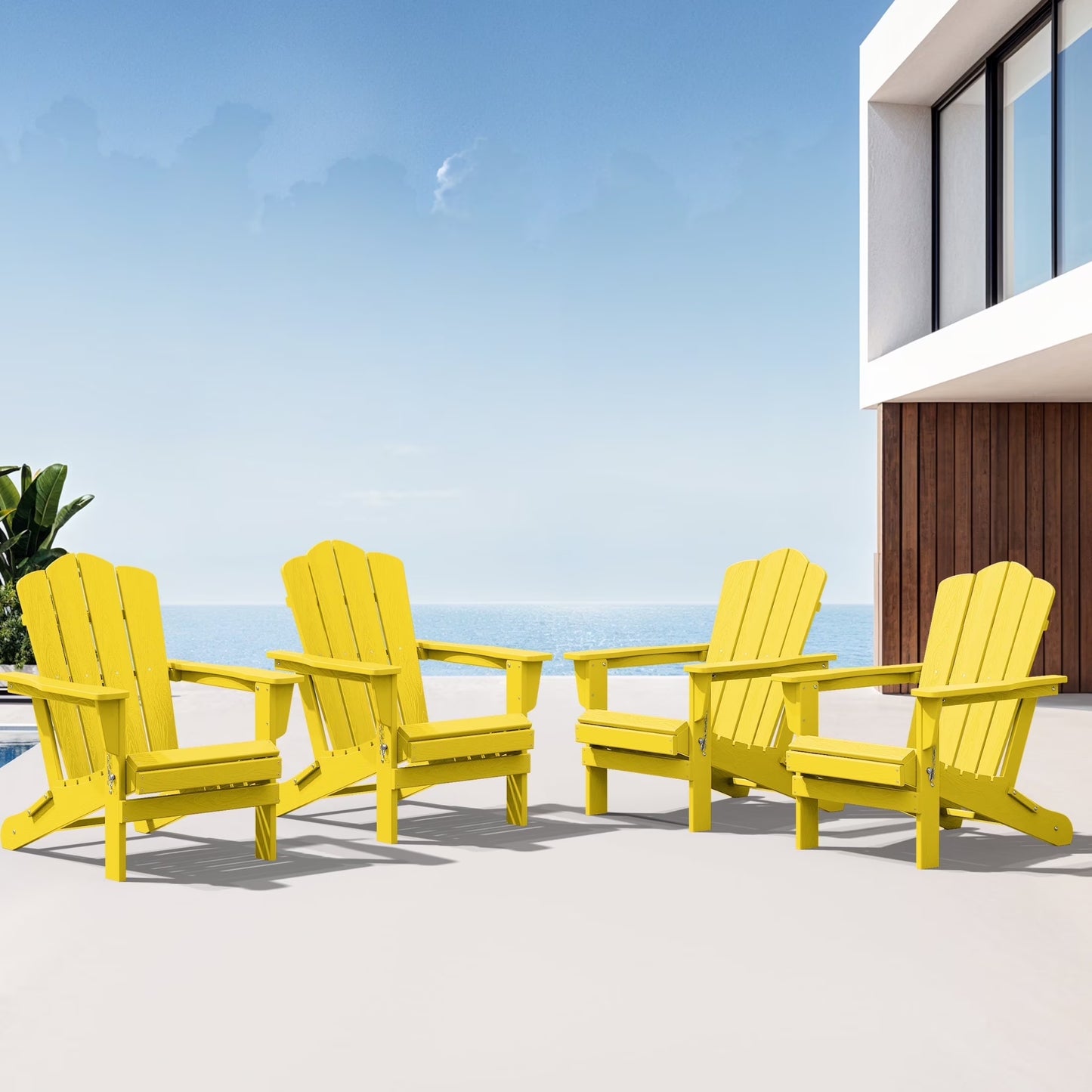 Adirondack Chair, Plastic Folding Outdoor Patio Lawn Chairs, outside HDPE Chairs for Lawn, Yard, Black