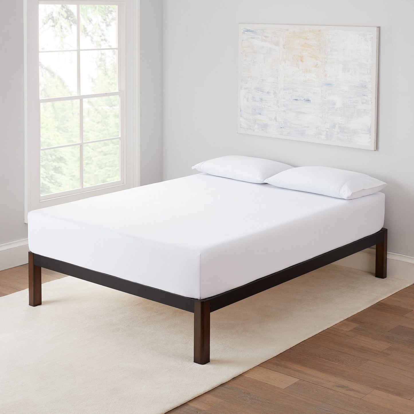 Queen 14" Metal Platform Bed Frame with Wood Slats, Storage Space under Frame, No Box Spring Required, Black/Wood