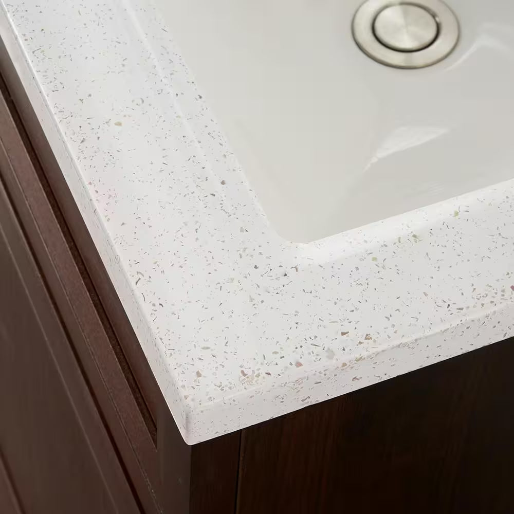 Sedgewood 18.5 In. W X 16.25 In. D X 32.625 In. H Single Sink Bath Vanity in Dark Cognac with Arctic Solid Surface Top