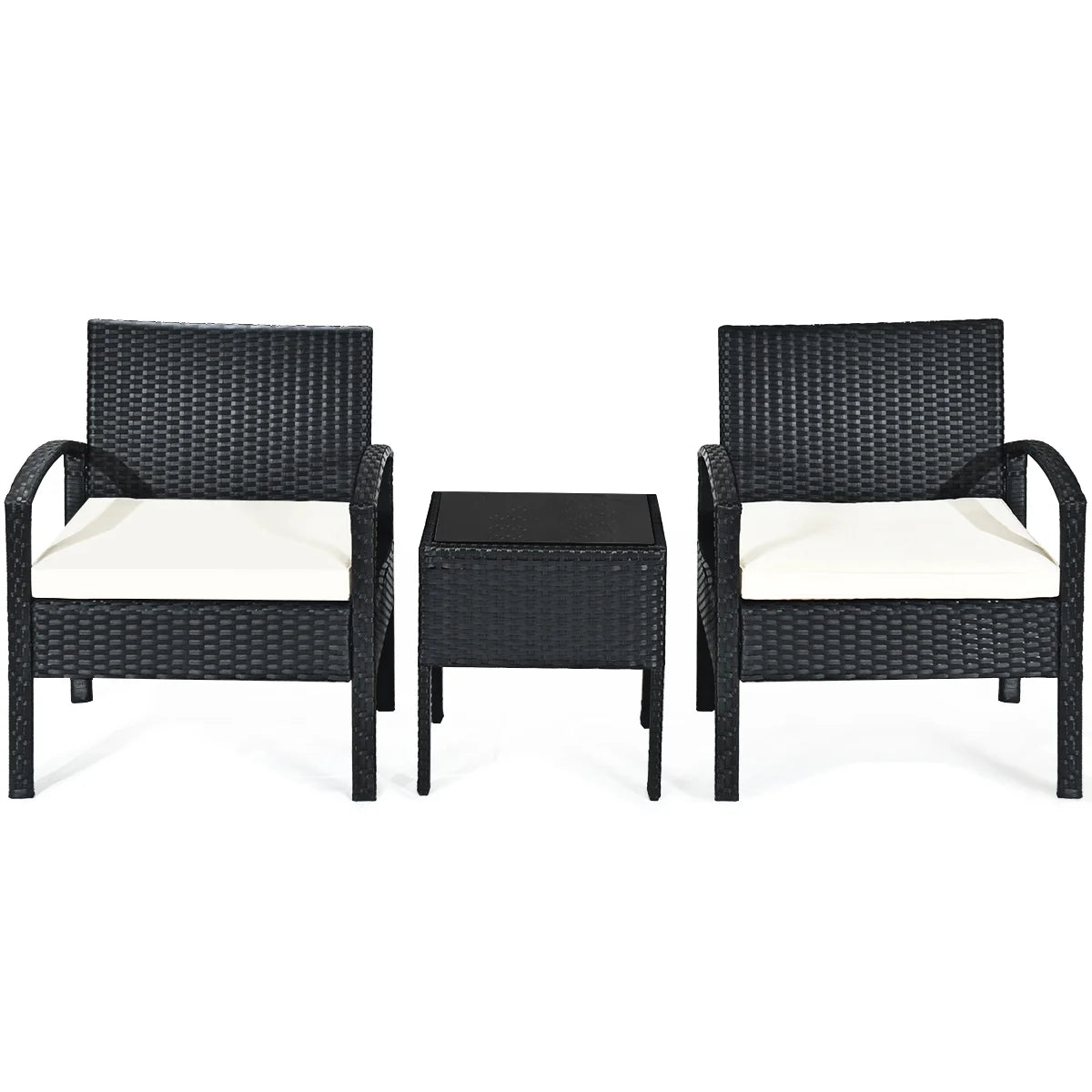 Cushioned Outdoor Wicker Rattan Chair Set Patio Furniture Backyard Seat