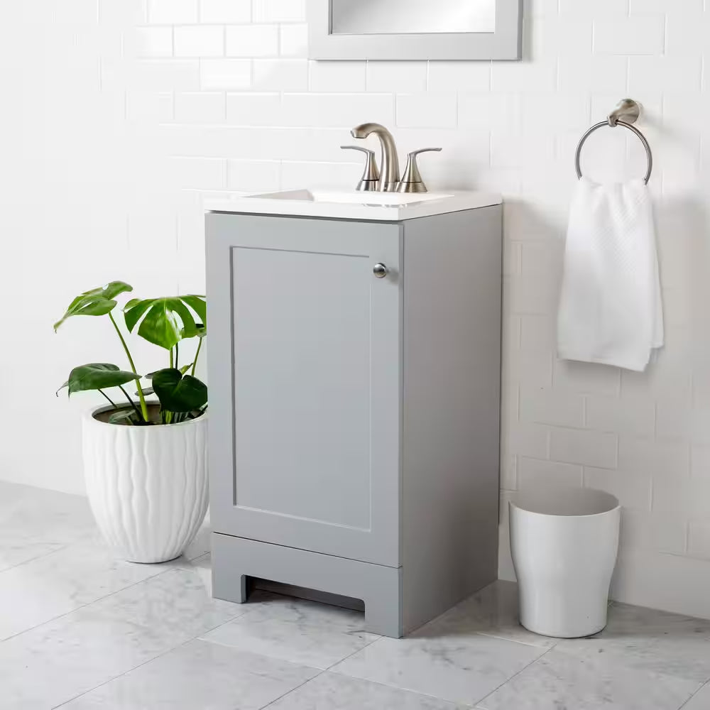 19 In. Single Sink Pearl Gray Bath Vanity with White Cultured Marble Top (Assembled)