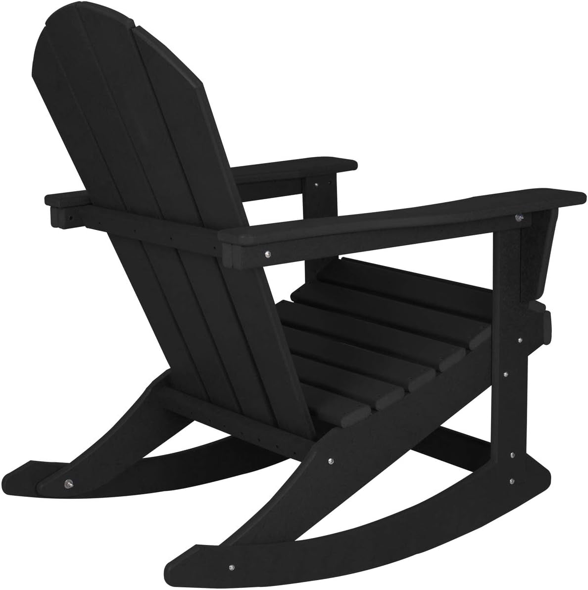 WO Home Furniture Patio Rocking Chair Classic Outdoor HDPE UV Weather Resistant (Black)