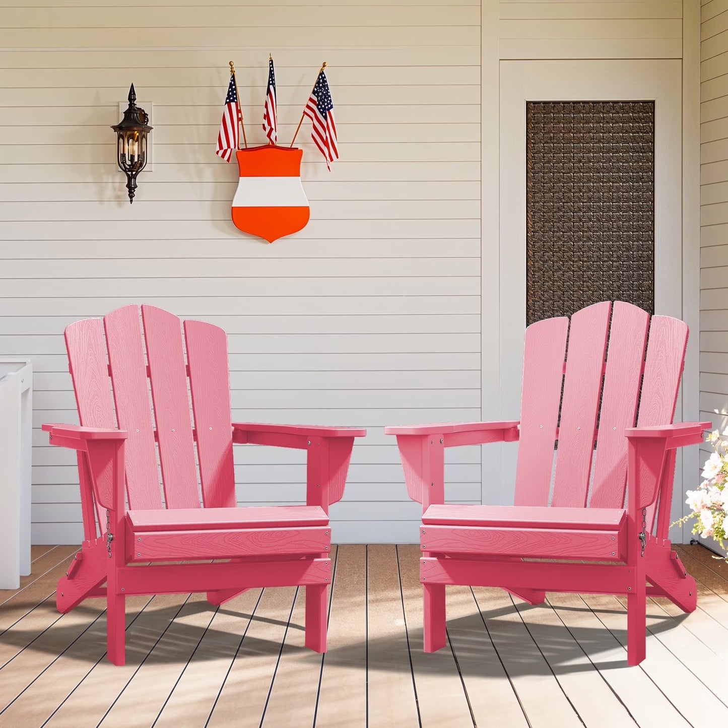 Adirondack Chair, Plastic Folding Outdoor Patio Lawn Chairs, outside HDPE Chairs for Lawn, Yard, Black