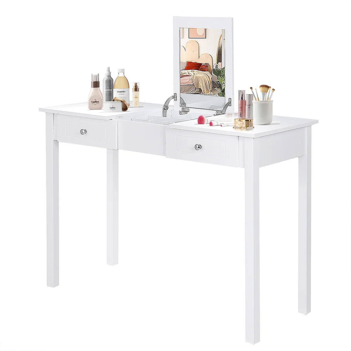 Vanity Table Dressing Table Flip Top Desk Furniture White