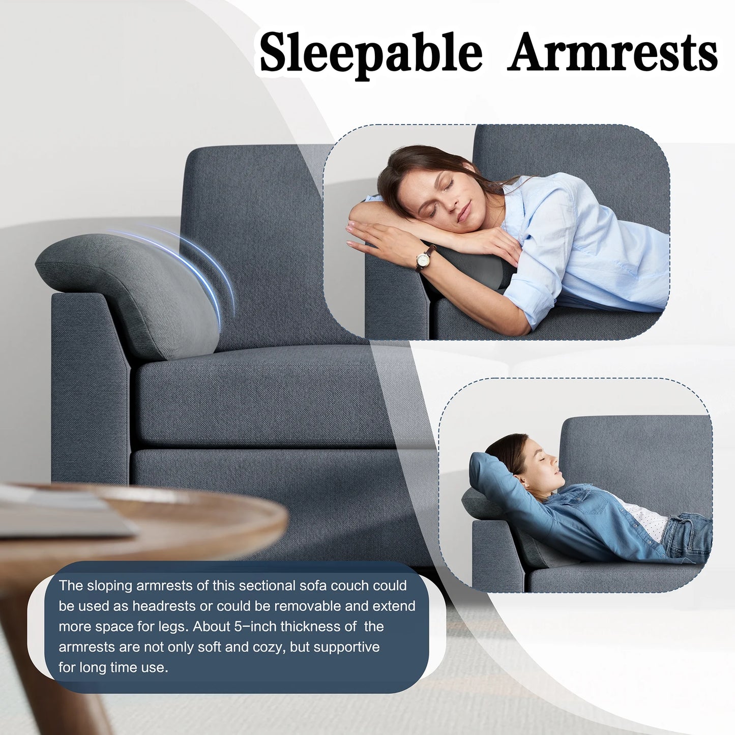 79.1" Sectional Sofa with Movable Storage Ottoman, L-Shaped Convertible Sofa Couch for Small Living Room, Dark Gray