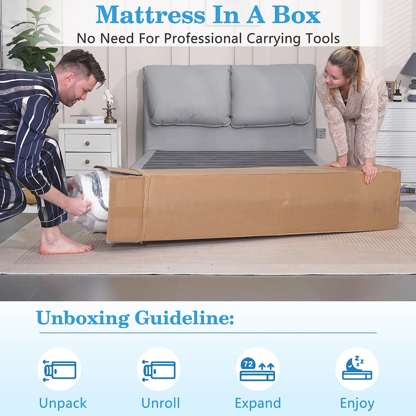 Twin Mattress, 12 Inch Memory Foam Mattress in a Box, Cool Hybrid Individual Pocket Springs Twin Size Mattress with Breathable Knitted Fabric and Edge Support, Medium Firm, White