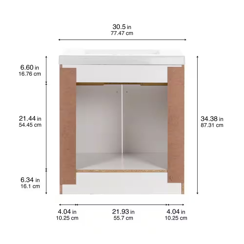 Everdean 31 In. Single Sink White Bath Vanity with White Cultured Marble Top (Assembled)