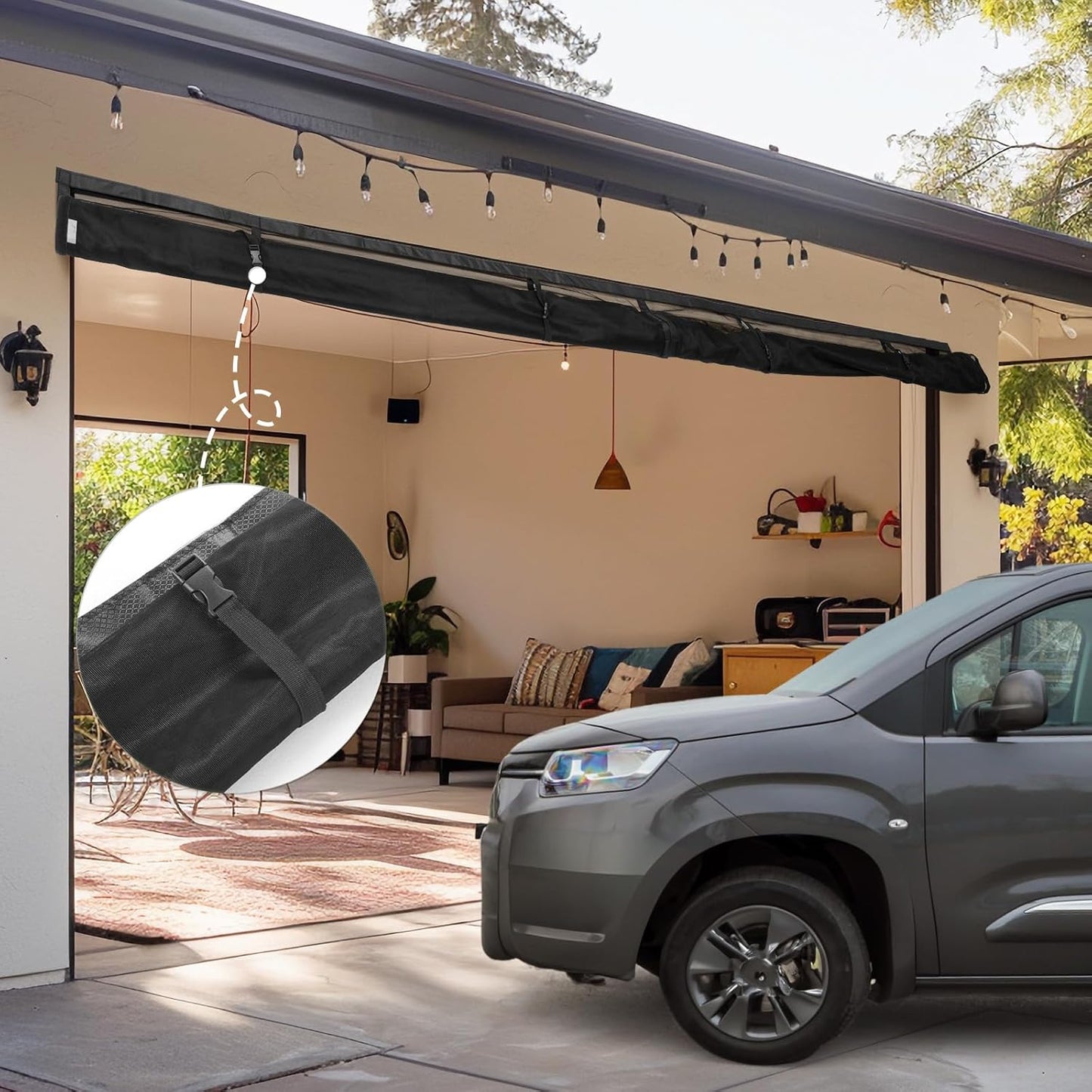 Garage Door Screen, 16X7 Ft Magnetic Closure Heavy Duty Weighted Bottom Garage Screen Doors for 2 Car Garage, Fiberglass Mesh anti Annoying Animal Out