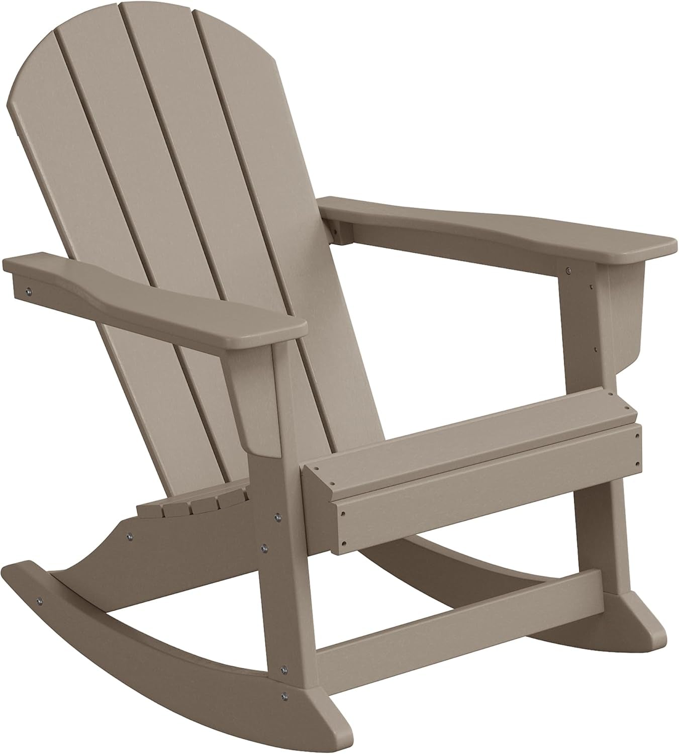 WO Home Furniture Patio Rocking Chair Classic Outdoor HDPE UV Weather Resistant (Weathered Wood)