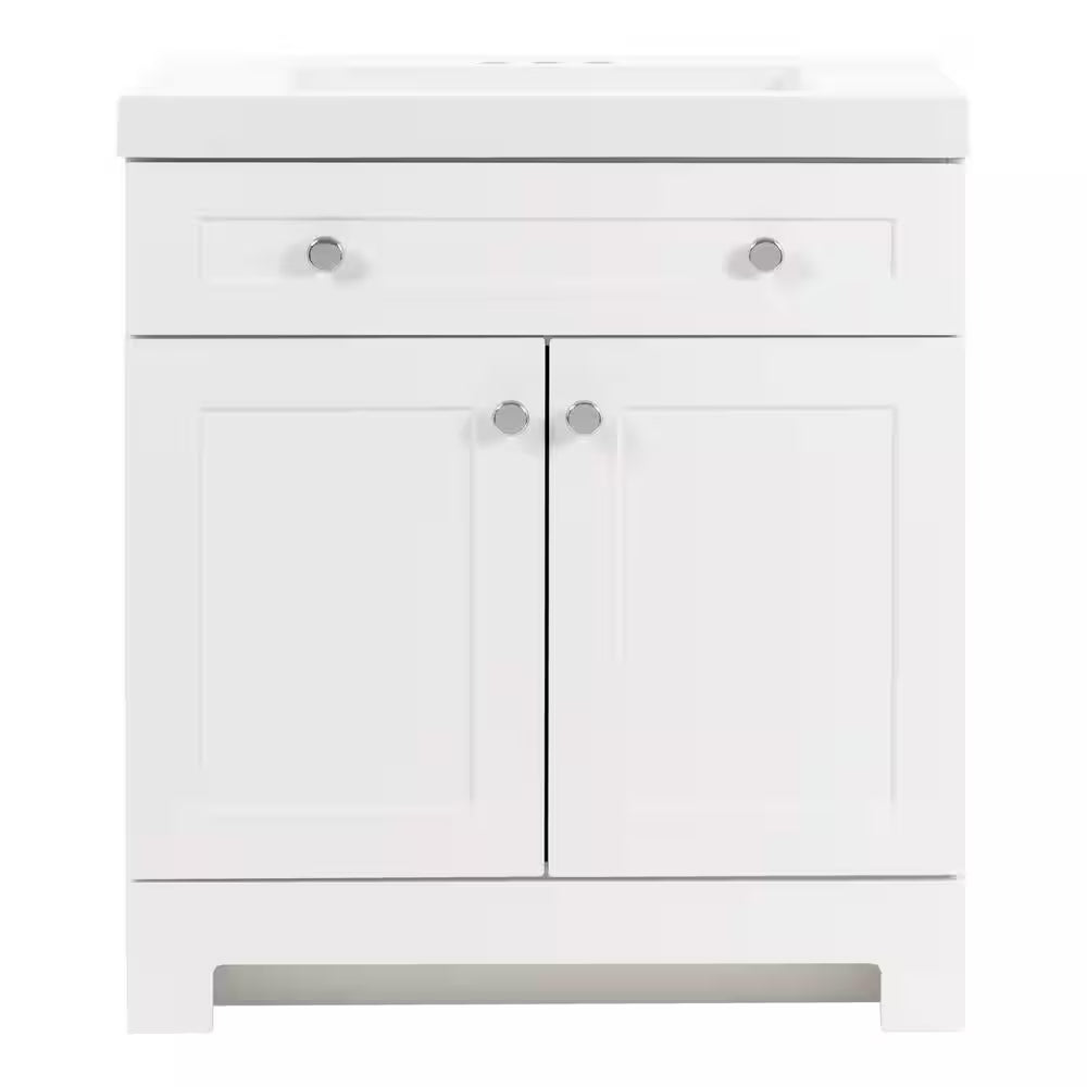 Everdean 31 In. Single Sink White Bath Vanity with White Cultured Marble Top (Assembled)