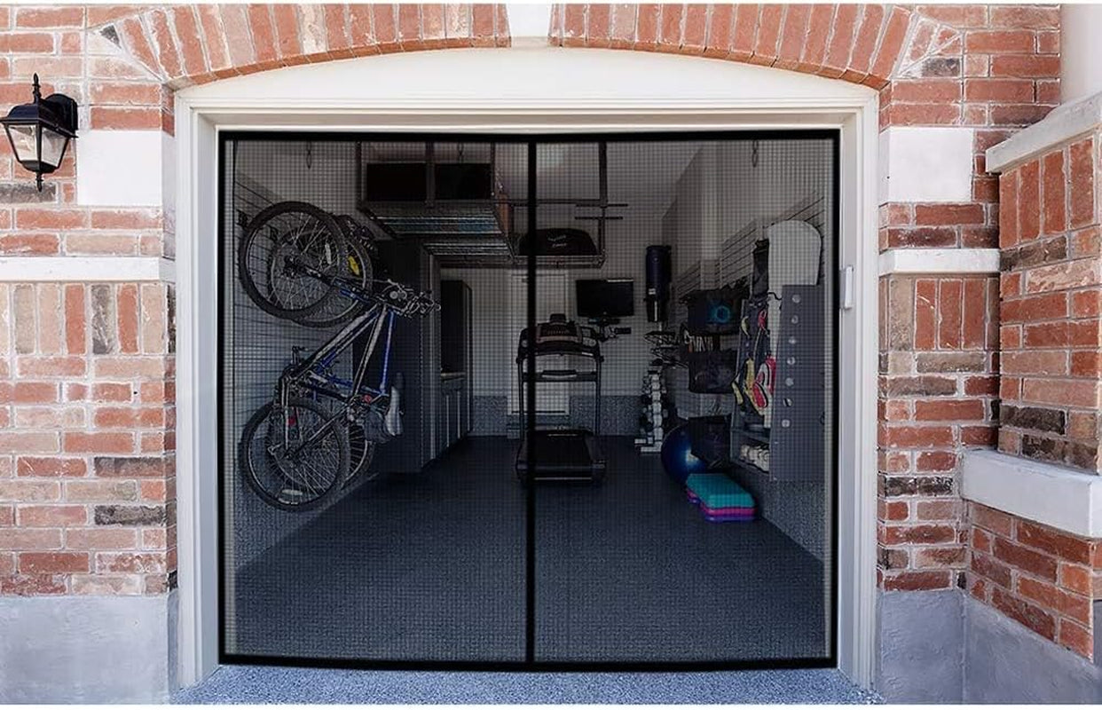 Garage Door Screen, 16X7 Ft Magnetic Closure Heavy Duty Weighted Bottom Garage Screen Doors for 2 Car Garage, Fiberglass Mesh anti Annoying Animal Out
