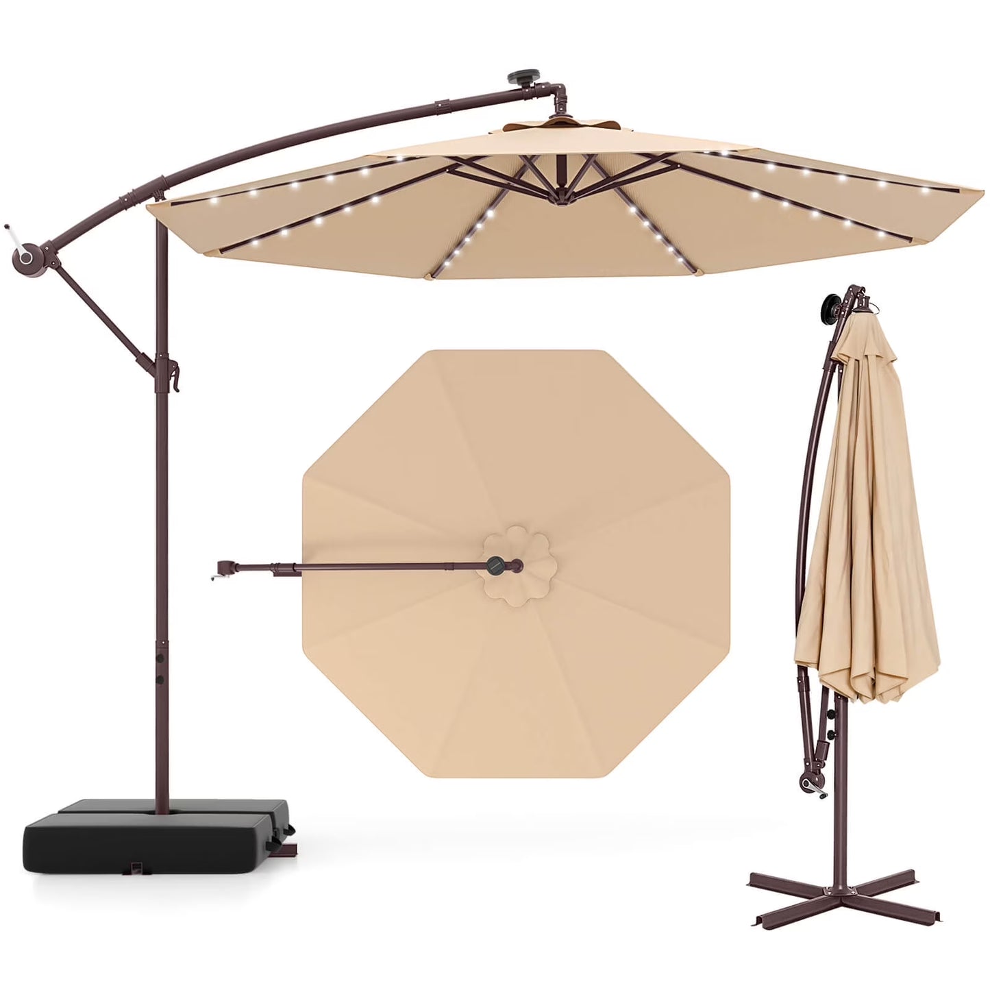 98.40" Navy Cantilever Patio Umbrella, Base-Included