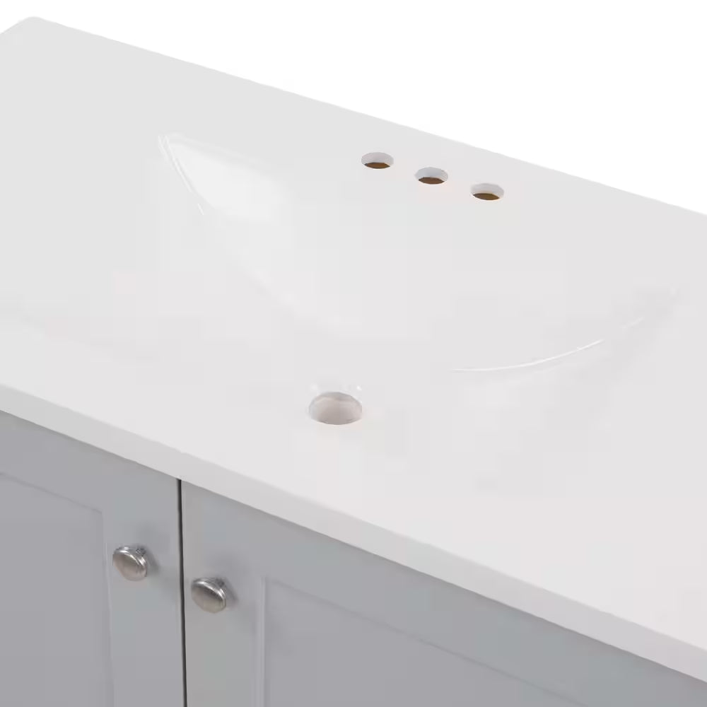 36 In. Single Sink Bath Pearl Gray Vanity with Cultured Marble Top (Assembled)