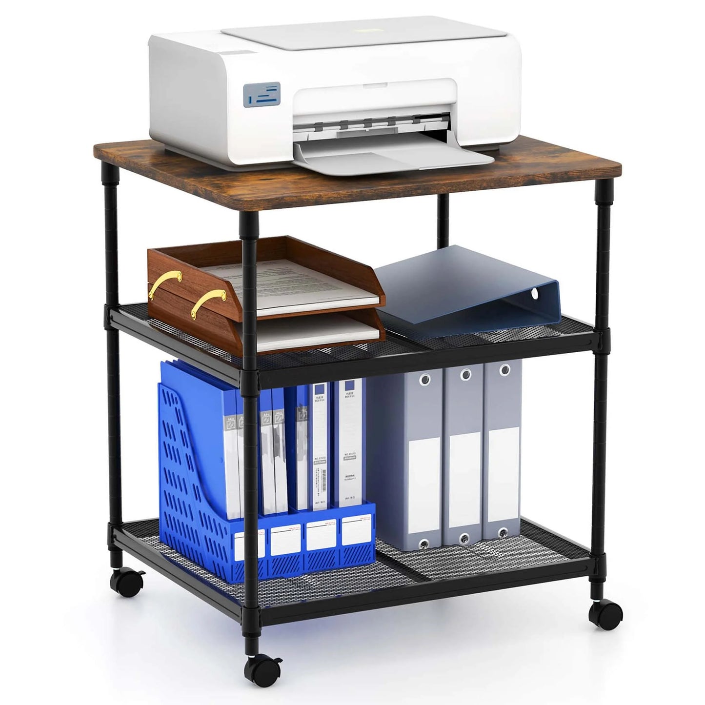 3-Tier Black Rolling Printer Stand 3-Tier Black Rolling Printer Stand, Black