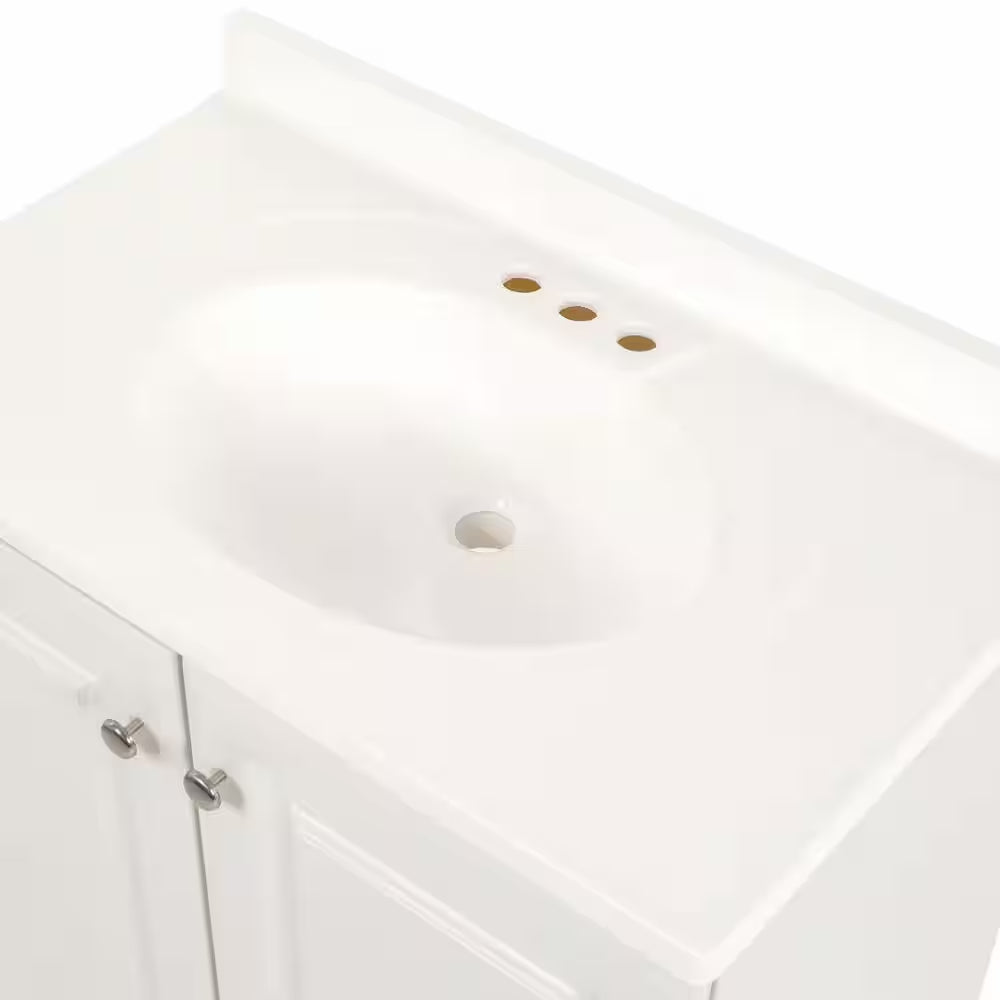 31 In. Single Sink White Bath Vanity with White Cultured Marble Top (Assembled)