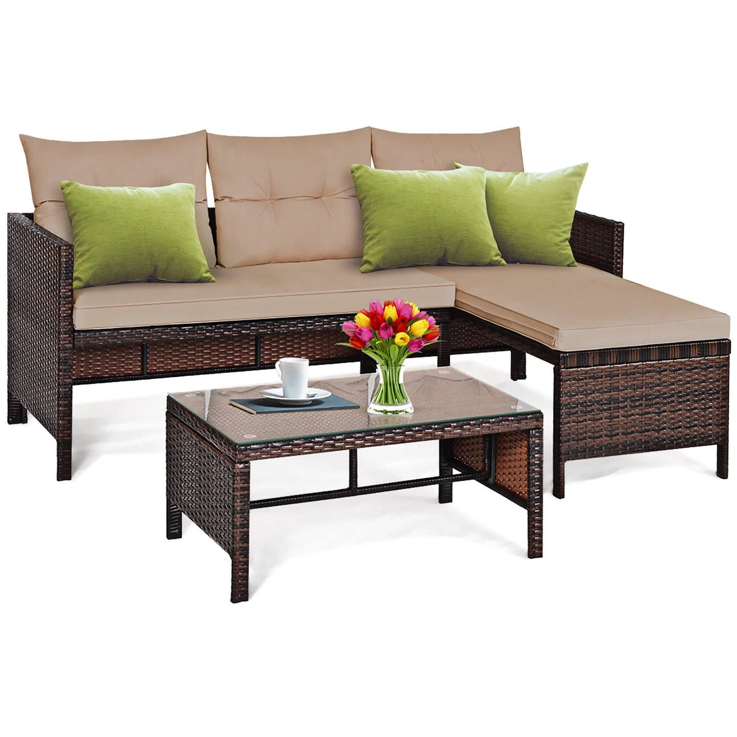 3PCS Outdoor Rattan Sofa Set
