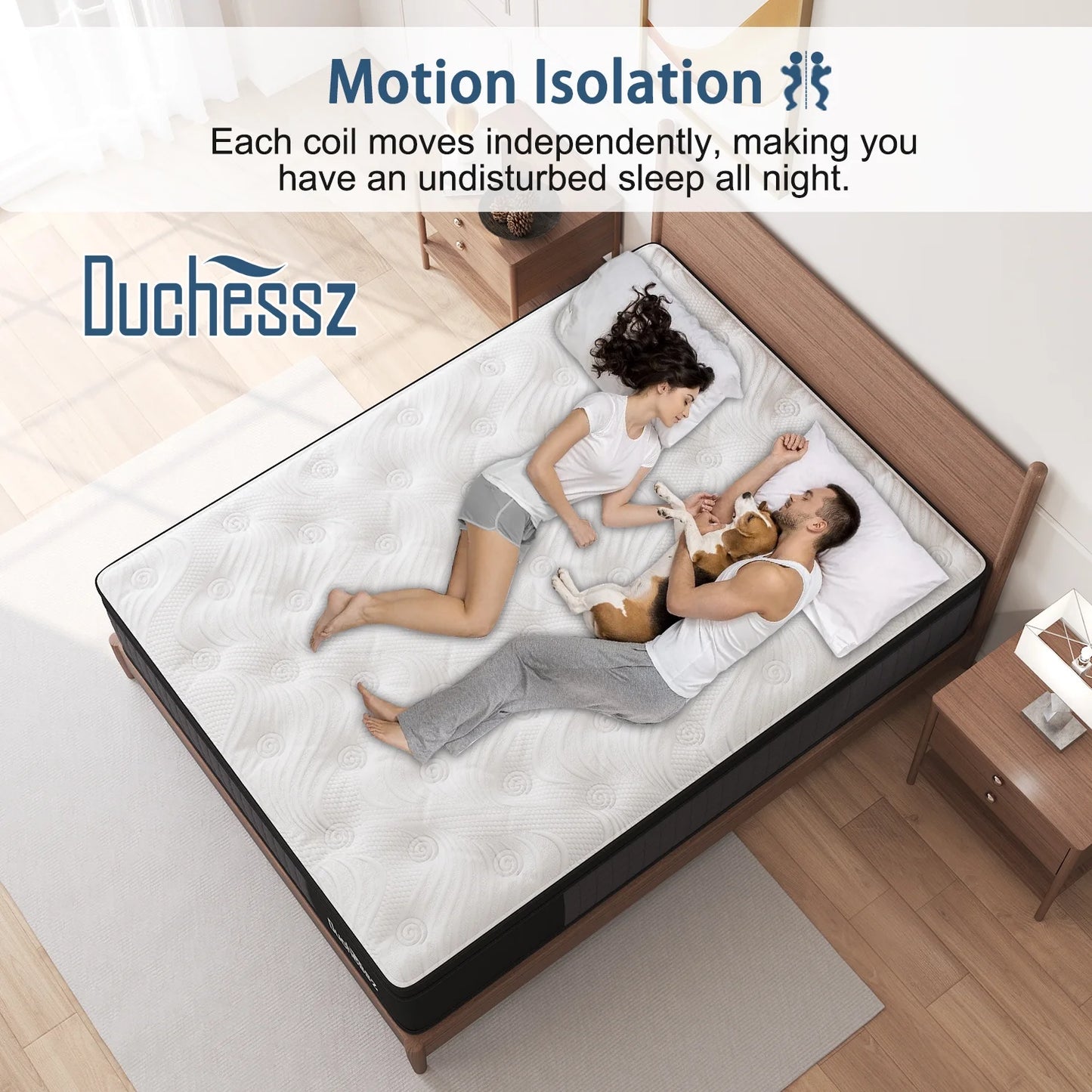 Full Mattress 12 Inch Hybrid Mattress in a Box Gel Foam Mattress Euro Top Individually Wrapped Pocket Coils Innerspring Mattress