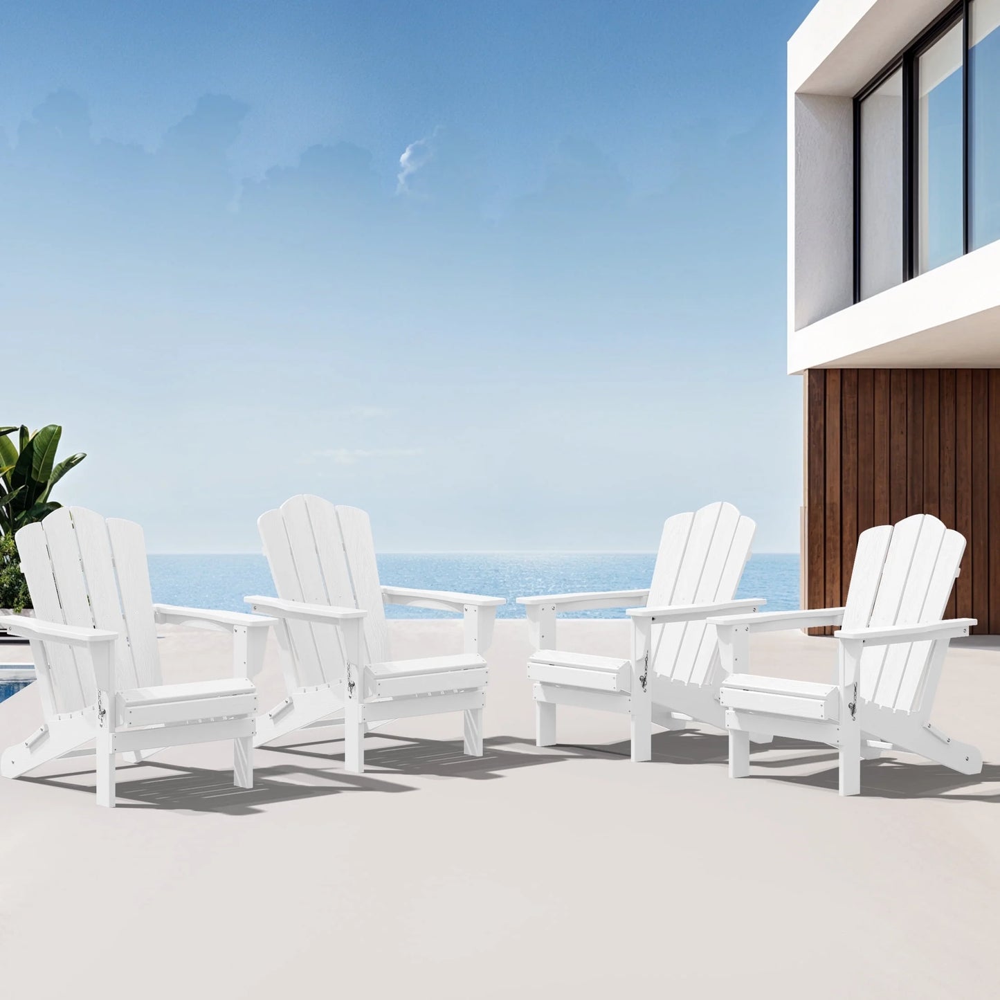 Adirondack Chair, Plastic Folding Outdoor Patio Lawn Chairs, outside HDPE Chairs for Lawn, Yard, Black