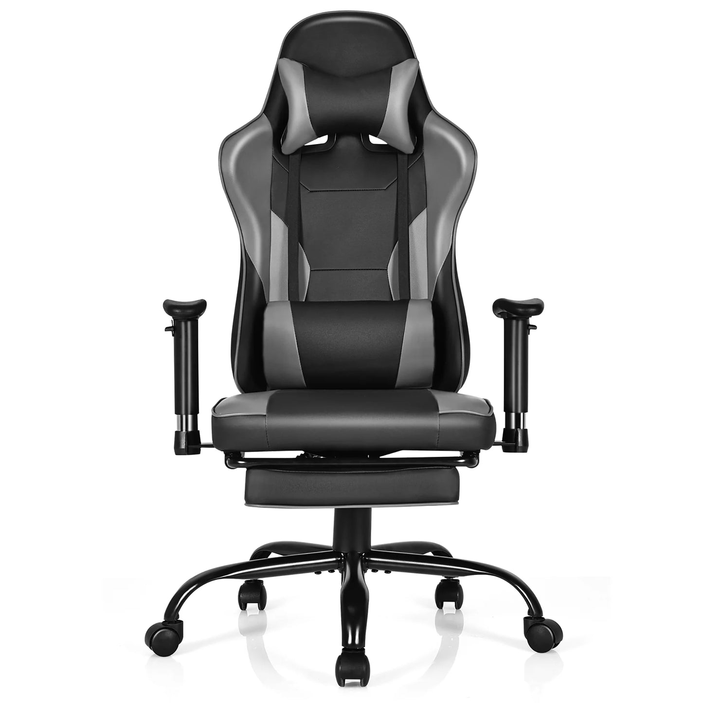 Gaming Chair Racing High Back Office Chair W/ Footrest Black