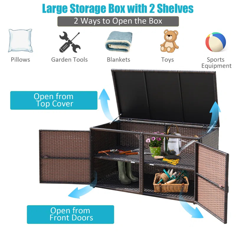 45'' W 88 Gallons Water Resistant Cabinet Deck Box in Brown