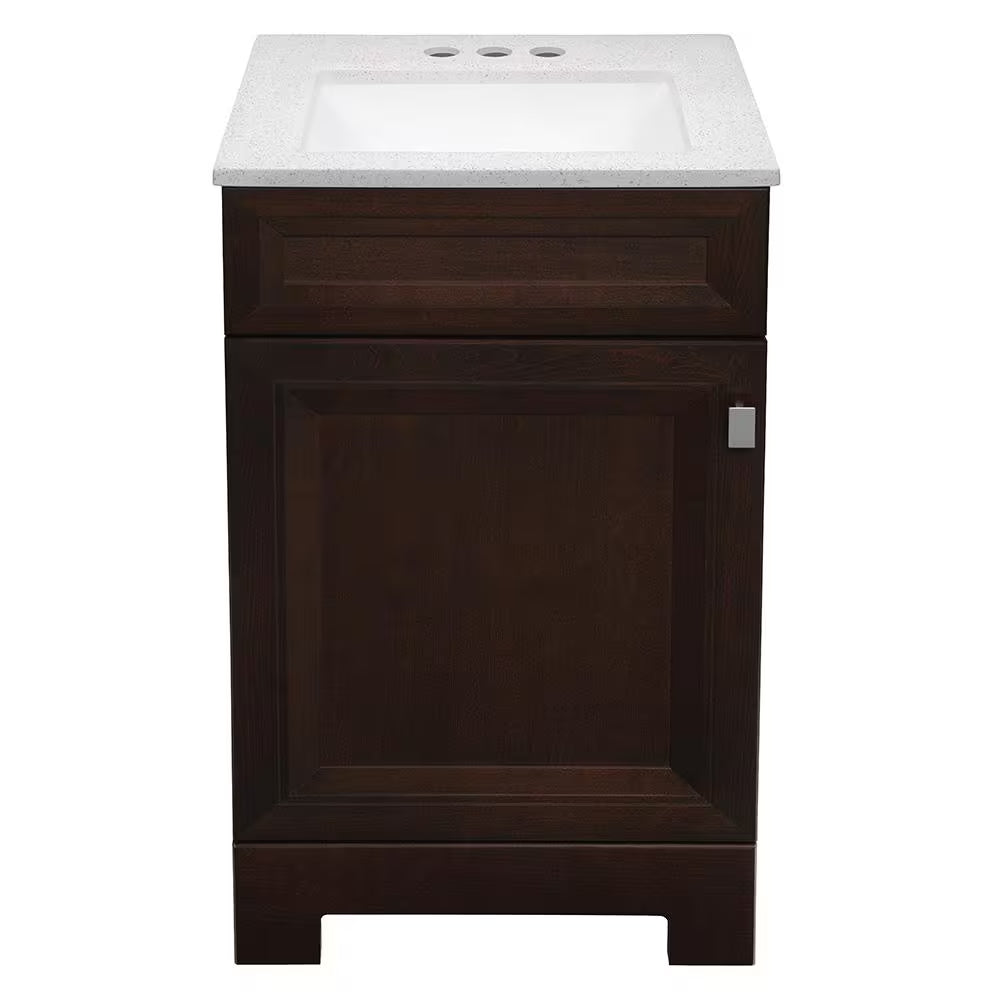 Sedgewood 18.5 In. W X 16.25 In. D X 32.625 In. H Single Sink Bath Vanity in Dark Cognac with Arctic Solid Surface Top