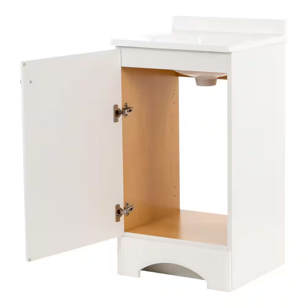 19 In. Single Sink White Bath Vanity with White Cultured Marble Top (Assembled)