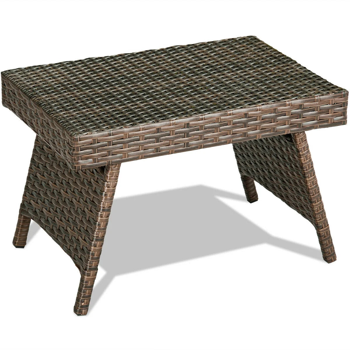 Patio Folding Wicker Side Coffee Table Poolside Garden Lawn Bistro Furniture
