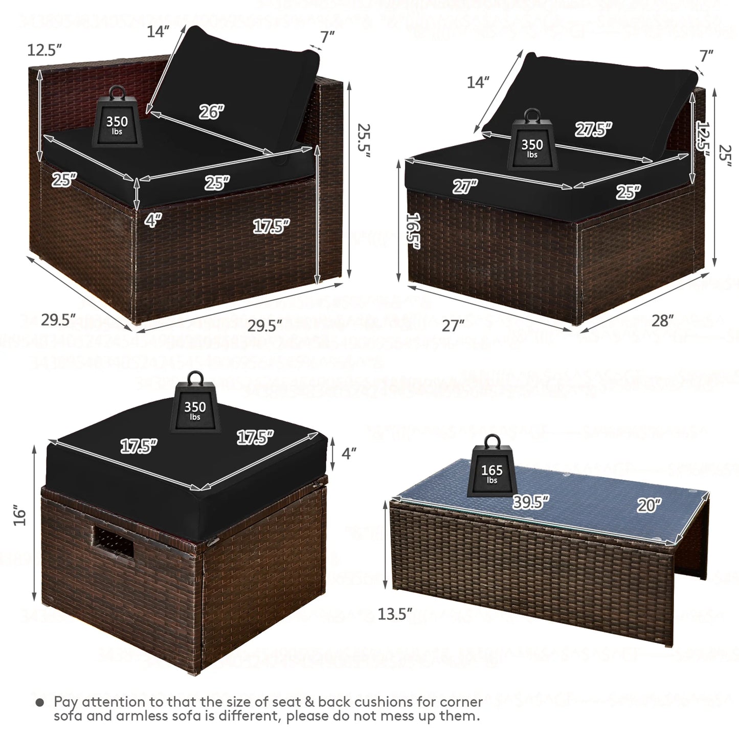8-Piece Rattan Outdoor Patio Dining Set, Black
