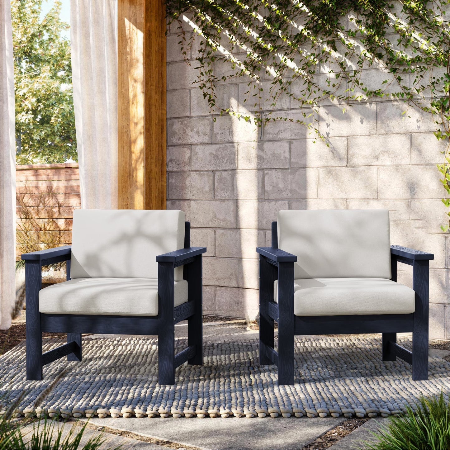 Patio Furniture Sets on Sale, 2 Pieces Patio Chairs W/ Cushions, Gray
