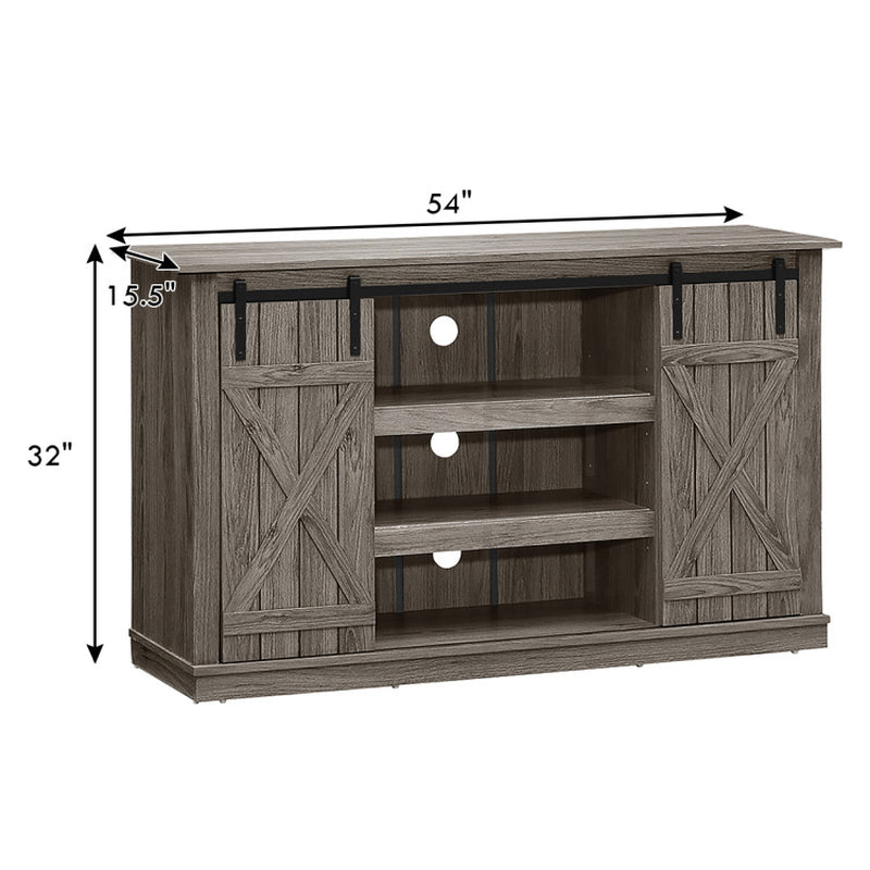 Farmhouse Wood TV Stand for Tvs up to 60 Inch with Sliding Barn Doors