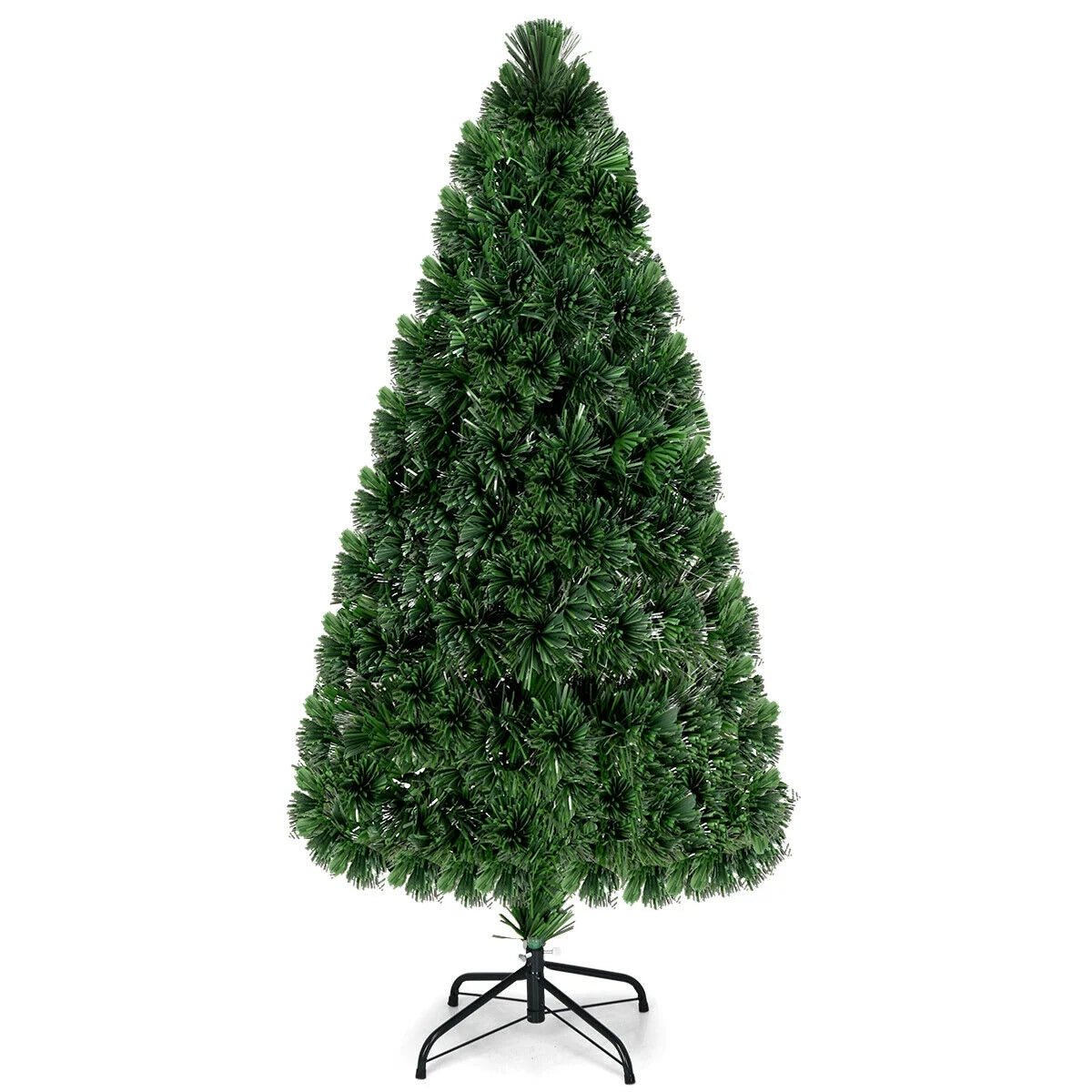 5Ft Pre-Lit Fiber Optic PVC Christmas Tree Metal Holiday