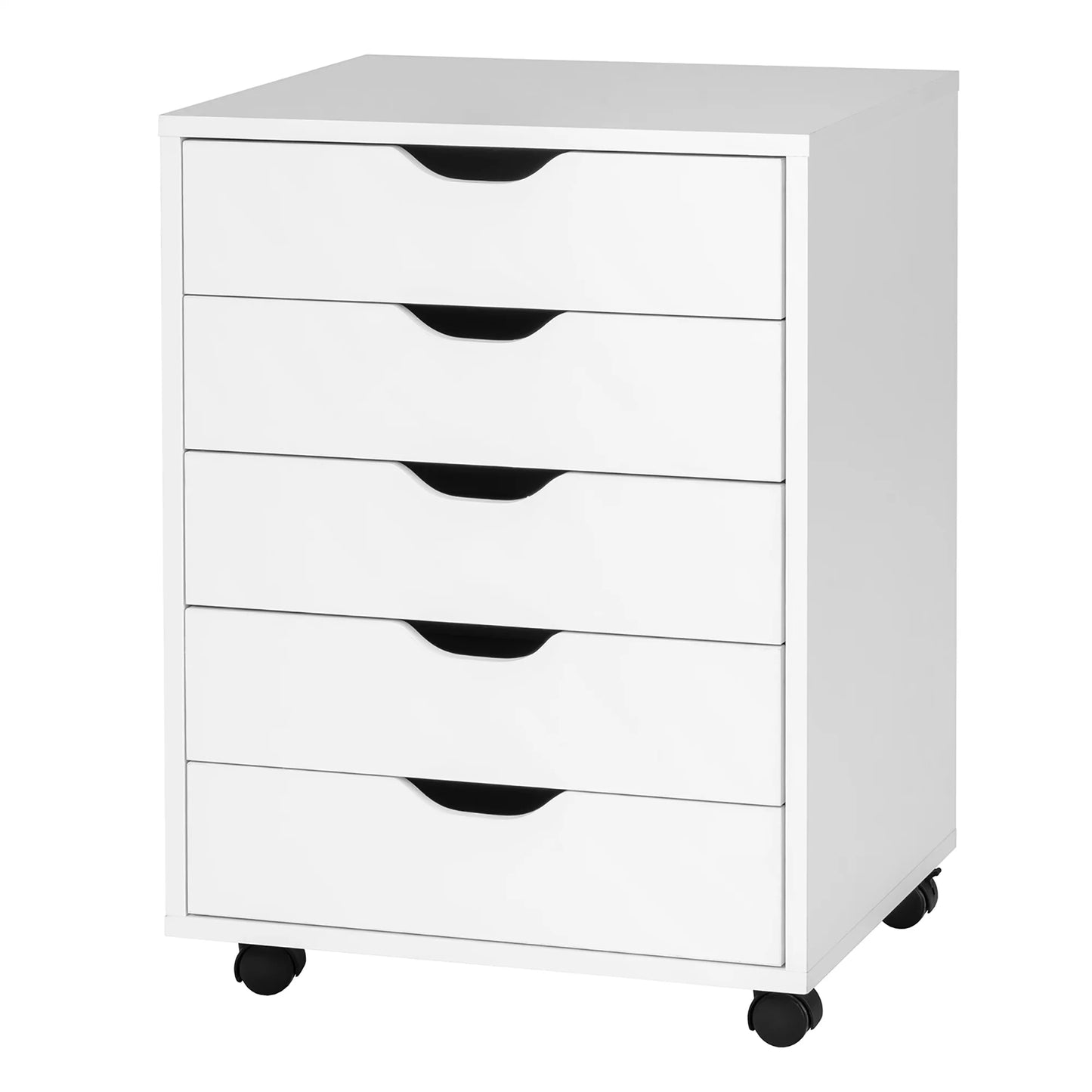5 Drawer Chest Storage Dresser Floor Cabinet Organizer with Wheels Black