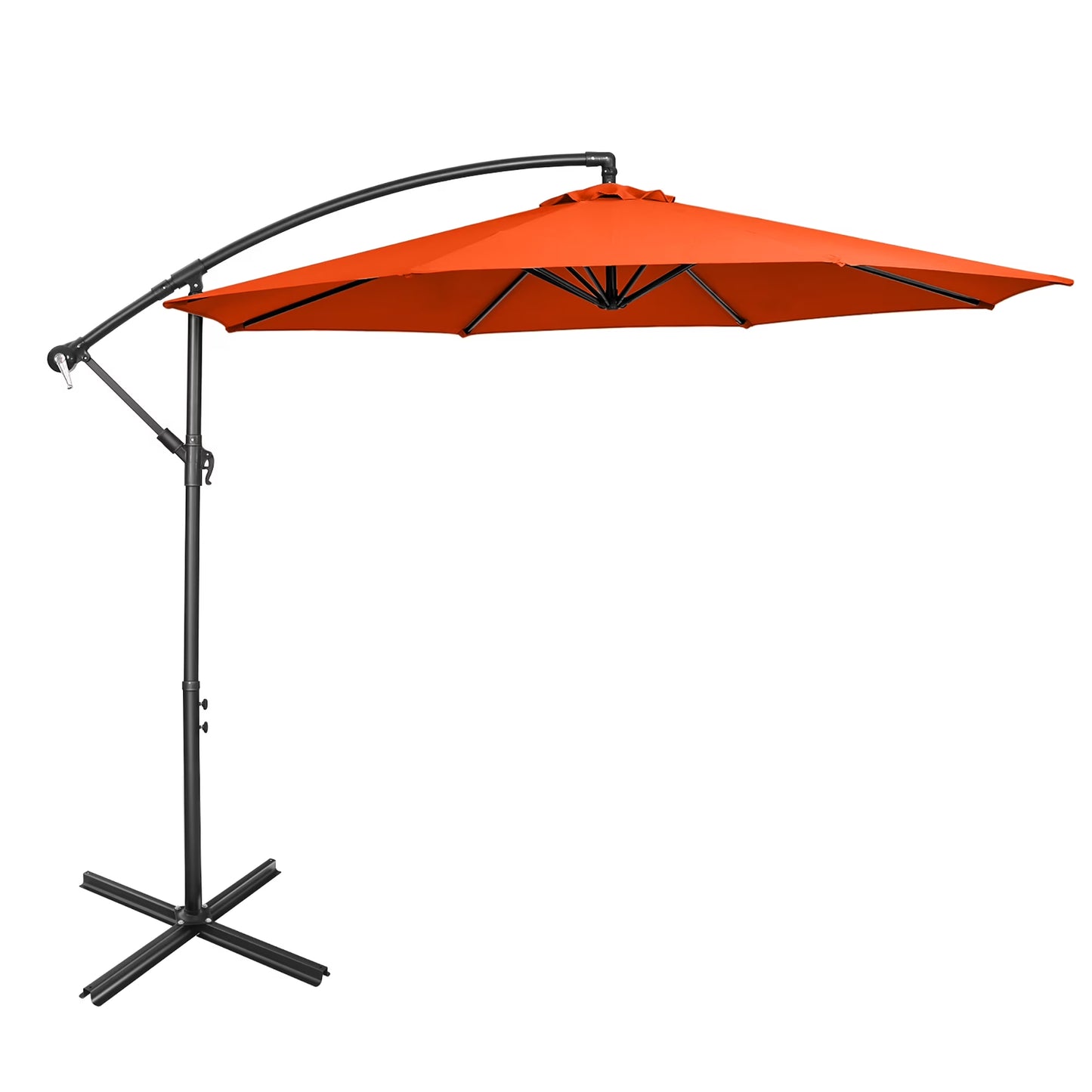 10 FT Patio Offset Umbrella W/8 Ribs Cross Base Tilt Grey