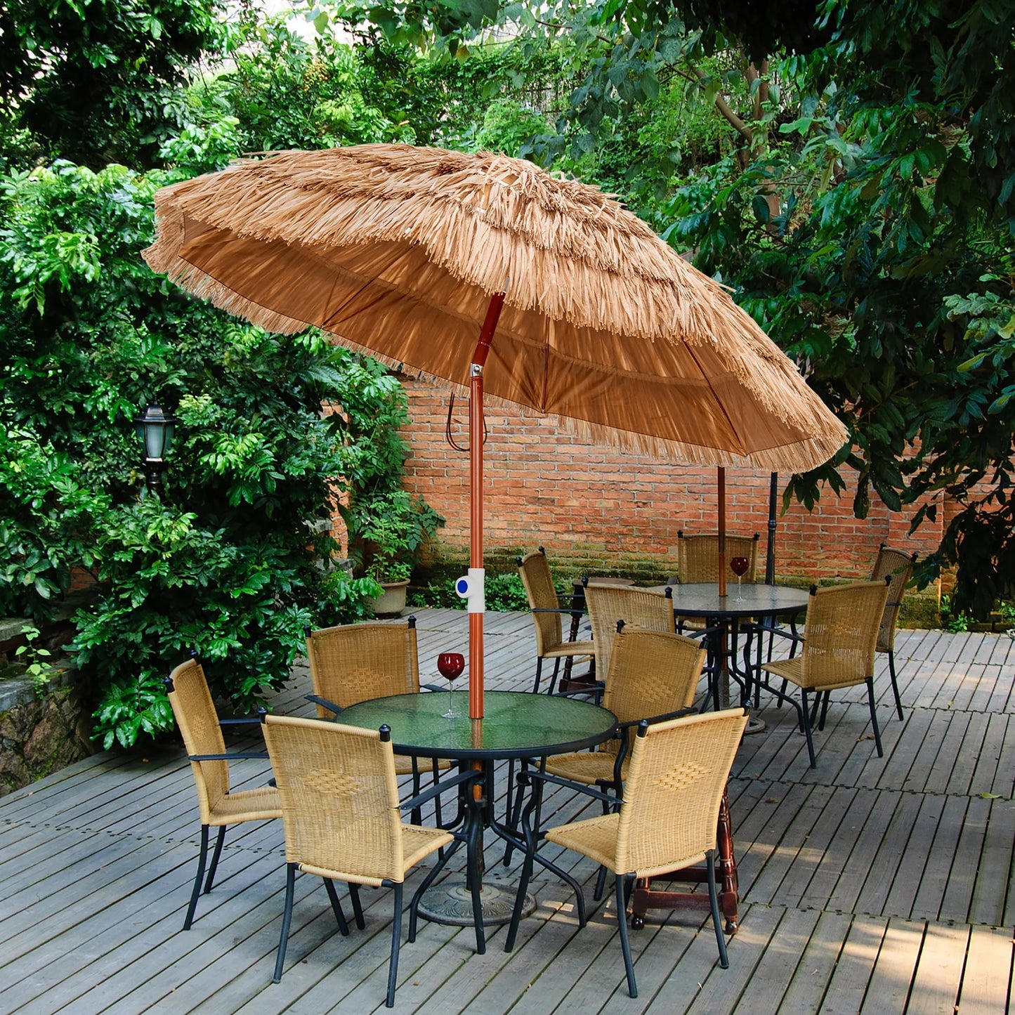 Patio 6FT Tropical Thatched Tiki Beach Umbrella Portable Outdoor Market Tilt