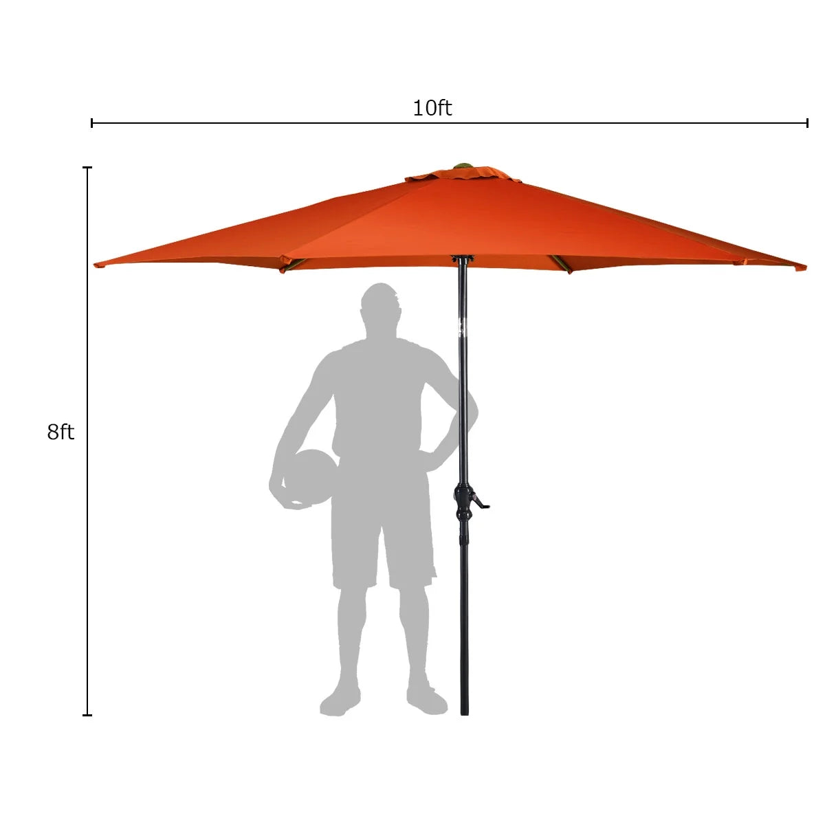 10 FT Patio Umbrella Patio Market Steel Tilt W/ Crank Outdoor Yard Garden Orange