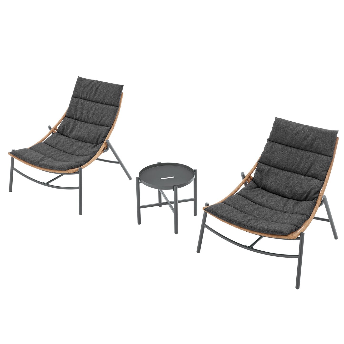 Sunset Modern 3-Piece Outdoor Patio Conversation Set in Gray - Image 23