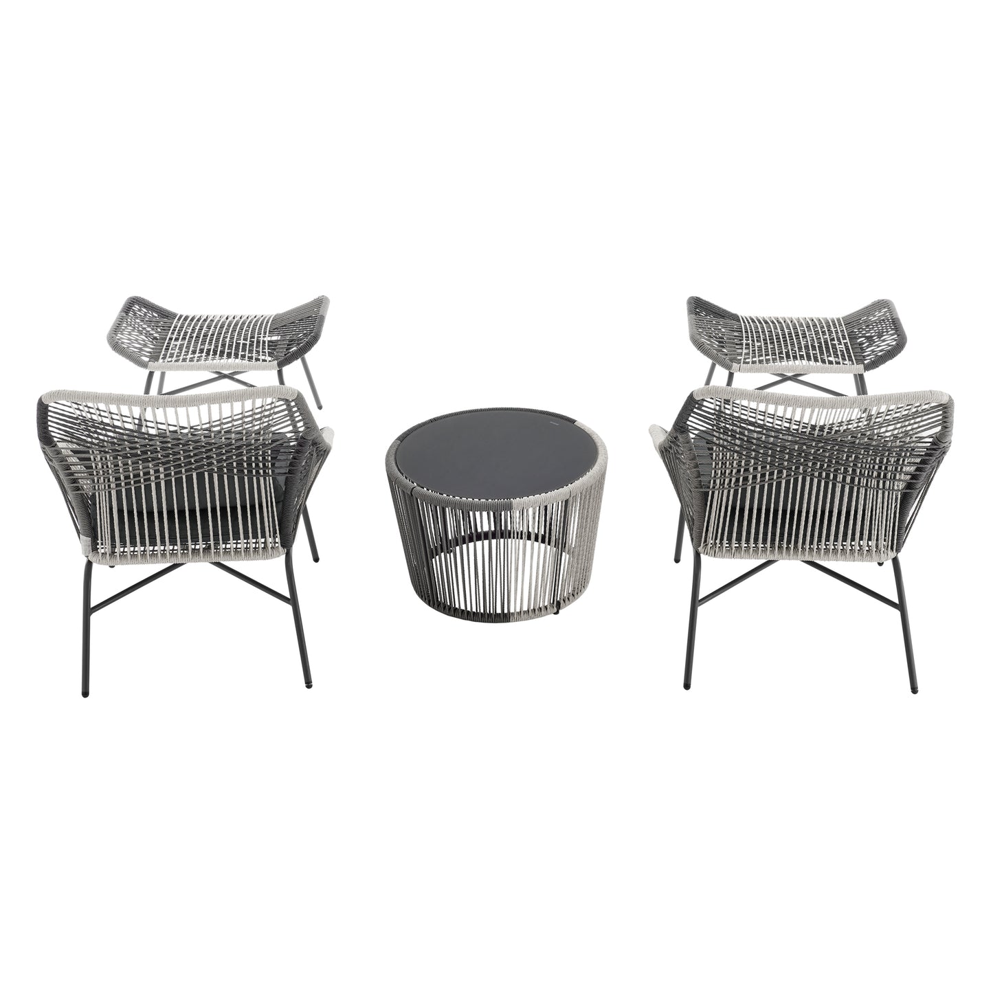Ashland Modern 5-Piece Outdoor Patio Conversation Set in Gray - Image 30