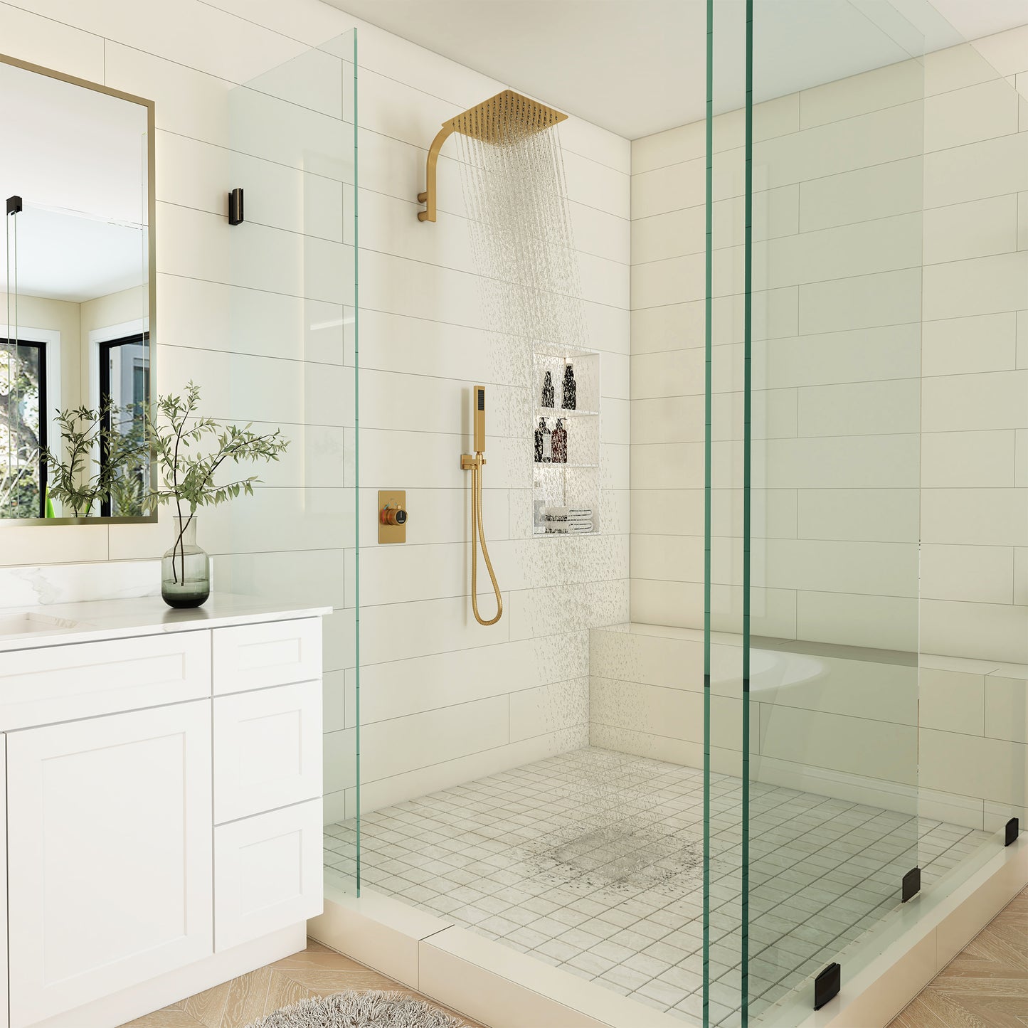 CASAINC 10 Inches Wall Mounted 2 Function Shower System with Handheld Spray
