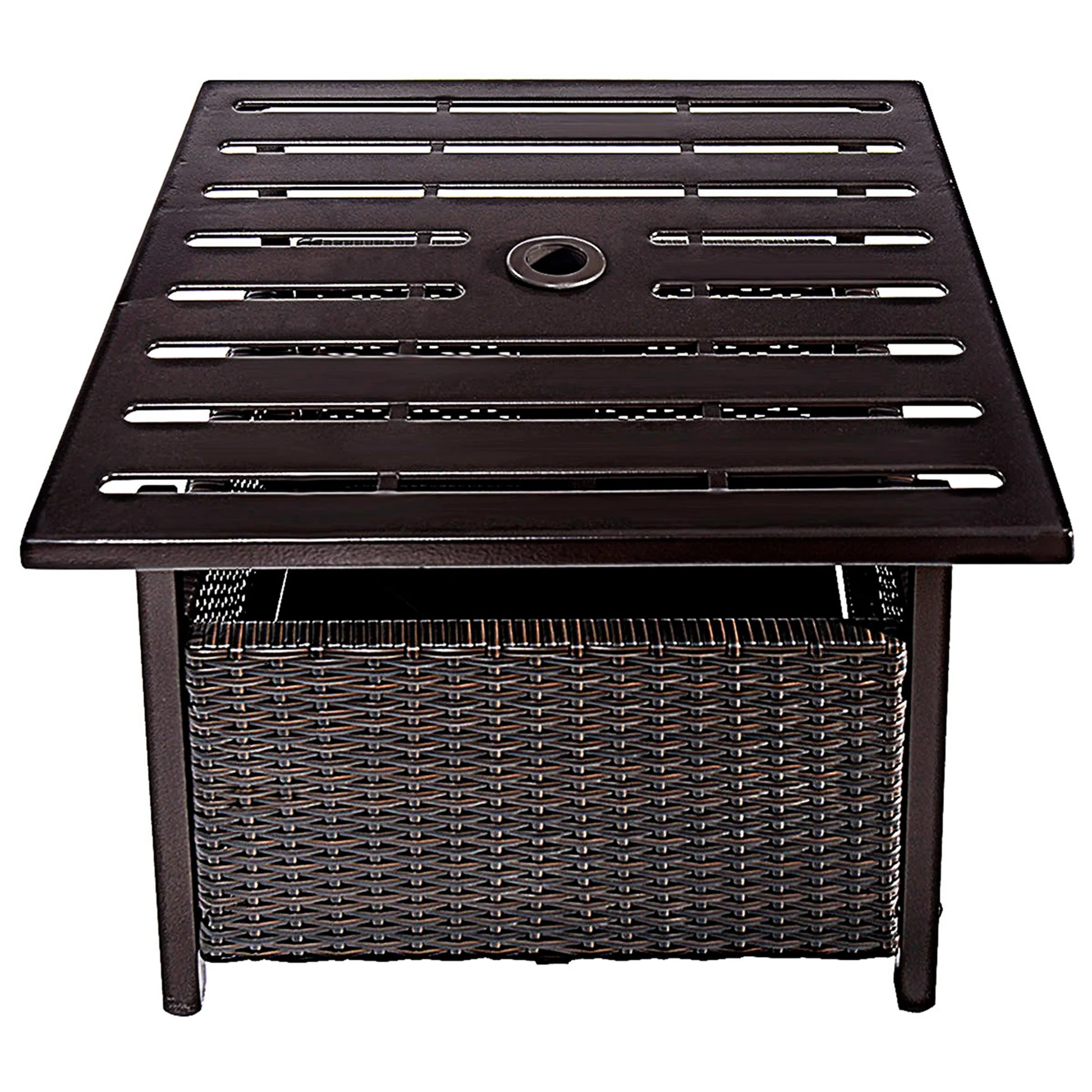 Rattan Wicker Steel Side Table Outdoor Furniture Deck Garden Patio Pool Brown
