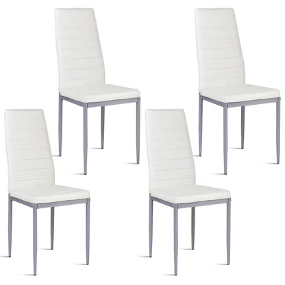 Set of 4 PU Leather Dining Side Chairs Elegant Design Home Furniture White