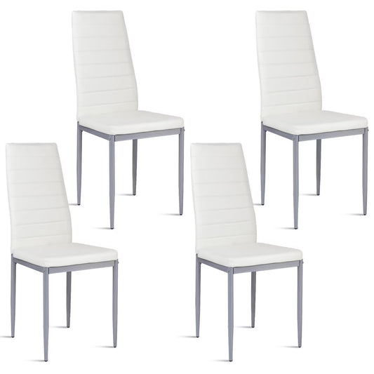 Set of 4 PU Leather Dining Side Chairs Elegant Design Home Furniture White