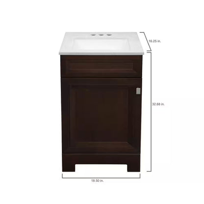 Sedgewood 18.5 In. W X 16.25 In. D X 32.625 In. H Single Sink Bath Vanity in Dark Cognac with Arctic Solid Surface Top