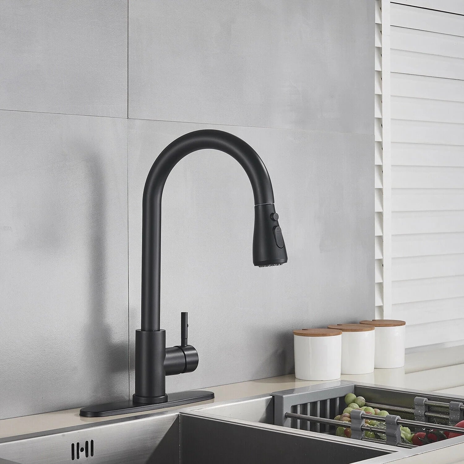 VQJTCVLY Black Kitchen Faucets, Waterfall Kitchen Sink Faucet, Commercial Utility Stainless Steel Kitchen Faucets,Single Handle Kitchen Sink Faucet for 3 Function