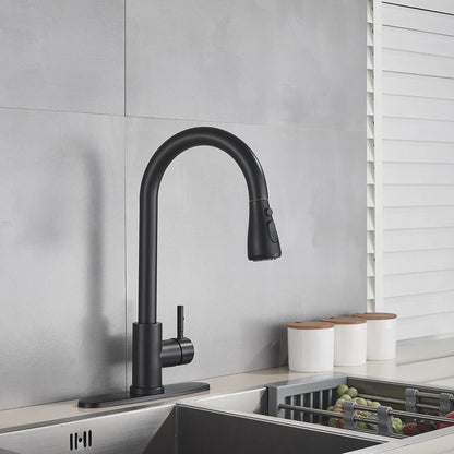 VQJTCVLY Black Kitchen Faucets, Waterfall Kitchen Sink Faucet, Commercial Utility Stainless Steel Kitchen Faucets,Single Handle Kitchen Sink Faucet for 3 Function