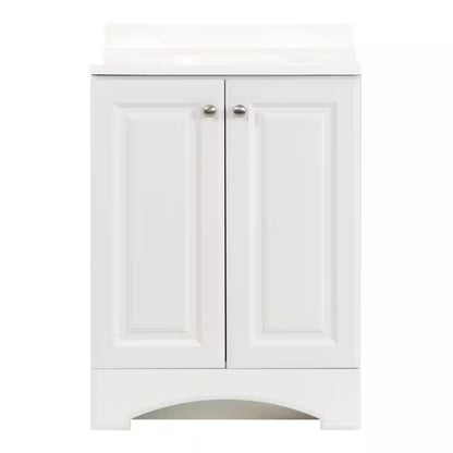 25 In. Single Sink White Bath Vanity with Cultured Marble Top (Assembled)