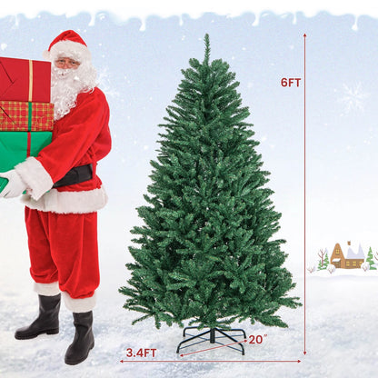 6Ft Hinged Artificial Christmas Tree Unlit Douglas Full Fir Tree W/ 1355 Tips