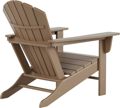 WO Home Furniture Set of 2Pcs HDPE Adirondack Chairs, Traditional Loungers, Retro Poly Seat, All Weather Resistant for Patio, Outdoor, Balcony, Backyard, Lawn, Patio, Pool, Deck, Weathered Wood