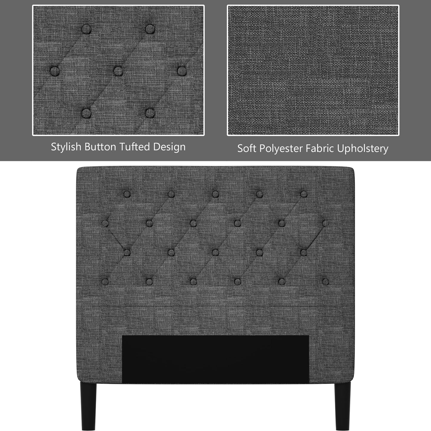 Twin Upholstered Bed Frame Diamond Stitched Headboard Wood Slat Support